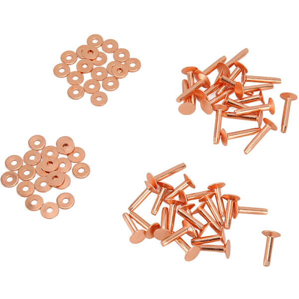 Kobber Nitter Burr Sett, Kobber Nitter med Settverktøy, Rustfrie Studs, DIY Lærhåndverk Verktøy for Klærveske, Belte Stil C