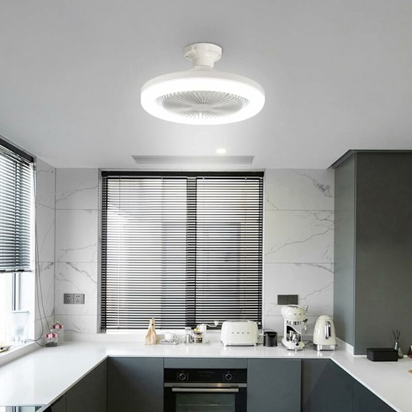 2-i-1 LED-takfläkt, 30W Ljus Takfläkt med fjärrkontroll, E27 Konverteringsbas, Justerbar 3 Hastigheter, 3 Färger Dimbar LED, för Sovrum Kontor