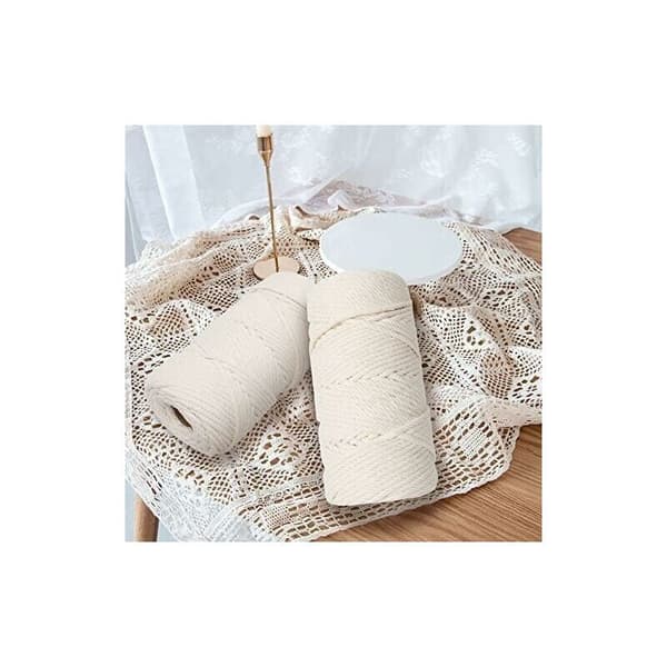 Makramérep 5mm×100m, 100% bomullsgarn för makramé, bomullssnöre för DIY, dekoration, stickning, present - beige