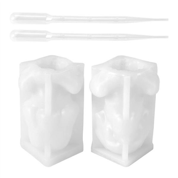 3D kranie silikoneform, Halloween DIY kranie stearinlysform \"Se ikke\", \"Lyt ikke\", epoxyform til duftlys