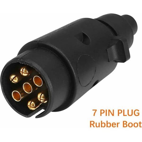 7-polet anhænger stik, han, bilstik, campingvogn, 12v sort