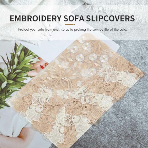 1 Pakke Blonder Sofa Deksel, Broderte Sofa Deksel, Møbelbeskyttelse Bord Deksel (60X70CM/23.6X27.6inch)