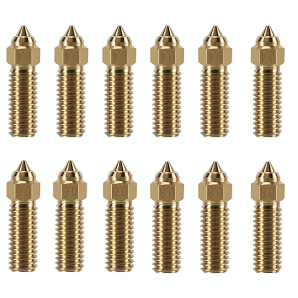 12 st Brassmunstycken för K1 Max, 3D-skrivardelar 6 0.4mm, 3 0.6 0.8mm Hög Hastighet Munstycke