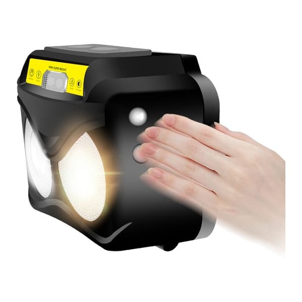 XPG+COB Gult Lys Multifunksjonell Hodelykt Sensor Hodelykt USB Lading Hodelykt Belysning