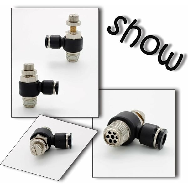 5 stk. Pneumatiske Fittings, Luftstrømsregulator, med Push-in Tilslutning og Ekstern Gevindventil Hurtigkobling, til Pneumatiske Værktøjer 6mm R3/8