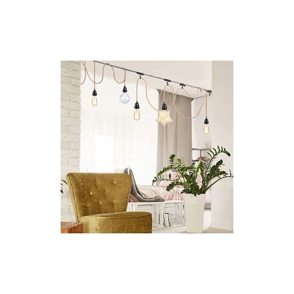 Repslamp, Retro E27-sockel med 4,5 meter eltråd och strömbrytare, för rep-hänglampa (lampa ingår ej)