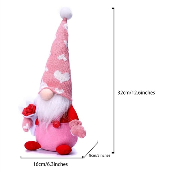 Alla hjärtans dag tomtar dekoration plysch - 2 stycken Herr och Fru. Skandinavisk Tomte docka Alla hjärtans dag för bordsdekorationer