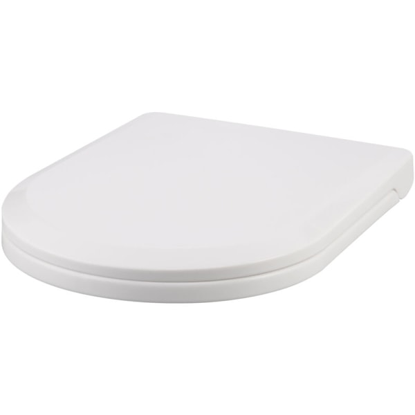 Moderne toiletbræt i D-form - blødt luk, nem rengøring, holdbar lynlås i toppen, hvid - 39-46 cm x 35,5 cm
