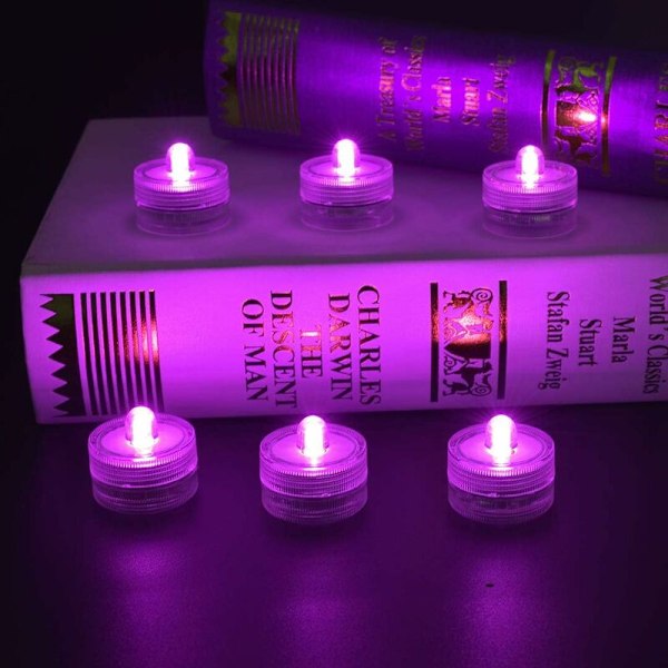 36-pak Rosa Vanntette Runde Mini LED-Teelys, Vanntette Lys for Hjem, Bryllup, Fest, Vase, Festival, Valentinsdag Dekorasjon