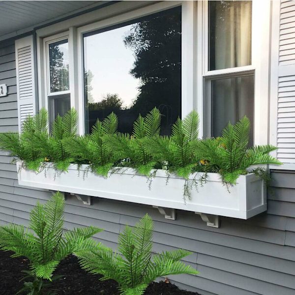 Konstgjorda Boston Fern Växter 31,5\" Höga Konstgjorda Buskar Grönska Buskar Konstgjorda Blommor Falska Areca Palmväxter Blad för Inomhus Utomhus Hem Köket