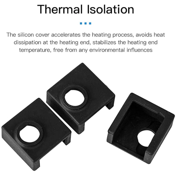 5 stk. varmelegeme silikoneovertræk med 10 stk. 0,4 mm dyser, Ender3/messing silikonesok til VOLCANO dysekit