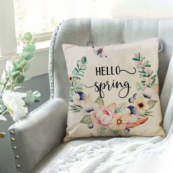 18 x 18 putetrekk, sett med 4 pyntegjenstander for bondegårdsblomster