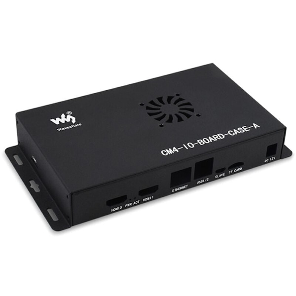 Waveshare Metallåda (A) Designad för Raspberry Pi 4 IO-kort Datormodul, Levereras med Kylfläkt
