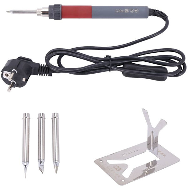 Cxg C90W Elektrisk Loddekolbe LCD Justerbar Temperatur Loddestation Varmeblyant 2stk Loddekolbe Spidser Europæisk Stik