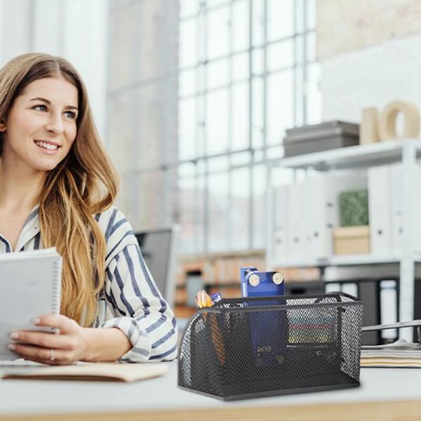 Skrivebordsarrangør sæt med 6 rum og 1 skuffe Skrivebordsarrangør med smartphoneholder
