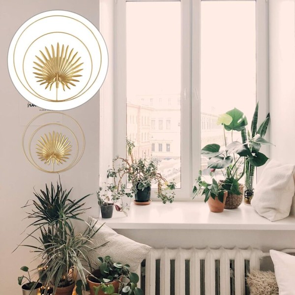 Järnväggskulpturer Botaniska Palm Leaf Väggfigur Abstrakt Väggkonst Hängande Plakett Ornament för Inomhus Utomhus Hem Kontors Dekoration