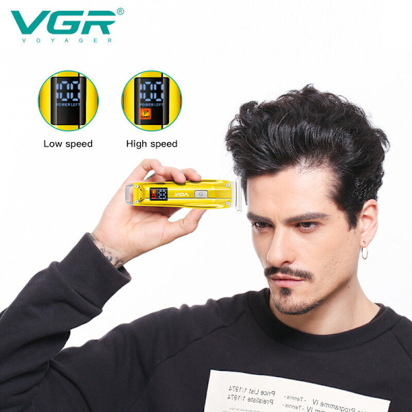 VGR Professionell Hårtrimmer: Sladdlös med Digital Display för Män