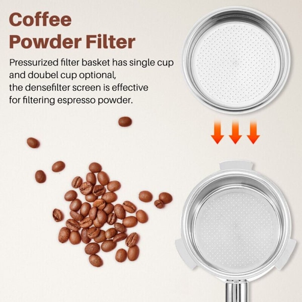 2 stk. 51 mm rustfrit stål kaffemaskine trykfilterkurv pulverkurv kaffebottomfilterholder..