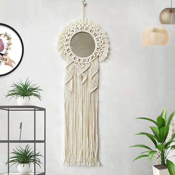 Bohemisk Macrame Väggdekoration Handvävd Mandala Gobeläng för Vardagsrumsväggdekor