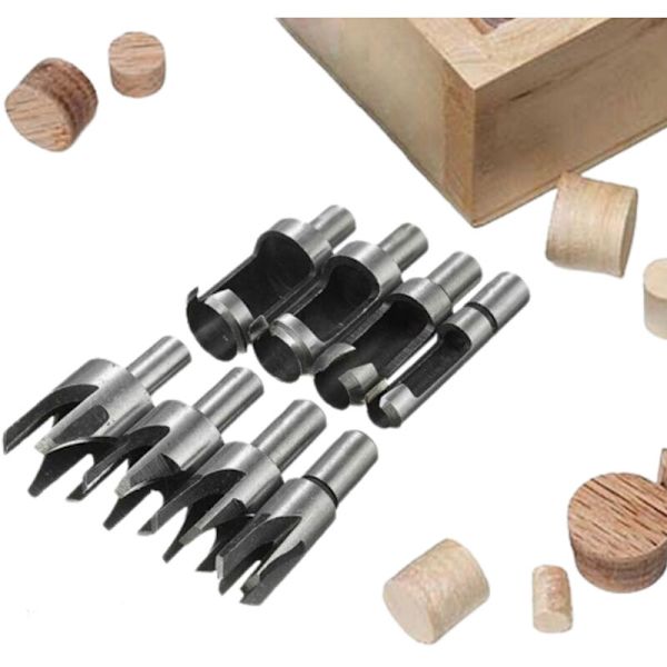 Trummor i trä 8 st HSS Träborr Träpluggfräs Träbearbetningsverktyg Pluggfräs Träpluggfräsborr 6mm/10mm/13mm/16mm Liten träfräsning