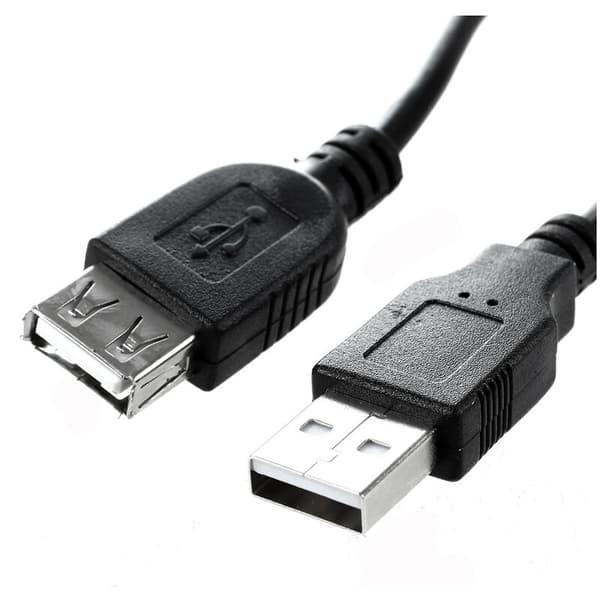 Svart USB-hane till 0,6M dataadapterkabel för förlängning