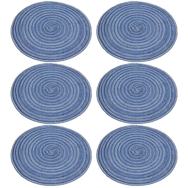 6 Pieces Pot Trivet Large Woven Braided Trivet, Cotton Thread Weave Cup Coaster Hot Pot Dish Trivet Pad Mat Blue