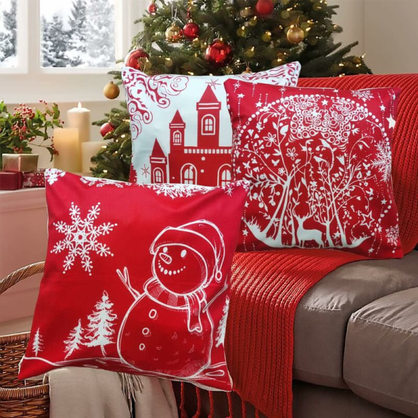 Pillowcase Christmas decorative cushion cover winter decorative pillow cotton linter you room decorative pillow 45 x 45 red