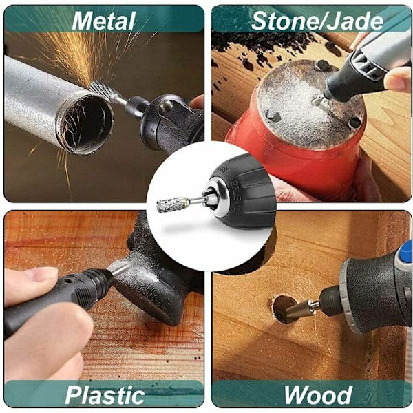 Pyörivä hiomakärkisetti, volframikarbidi, kaksoisteräinen, 10 kpl, 1/8” varsi, pyörivää työkalua varten, DIY, puunveisto, metallin kiillotus, kaiverrus