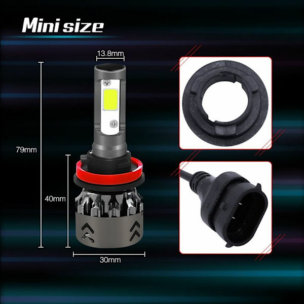 2018 H8/H9/H11 mini6-COB LED-autonpolttimosarja, muuntaminen 6000K valkoiset lamput