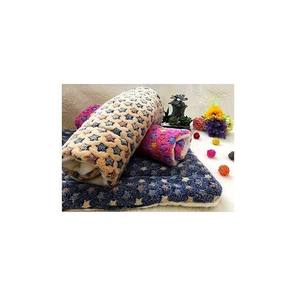 Dækken til kæledyr, Premium Fluffy Flannel pude, blødt og varmt underlag til hunde og katte, lille størrelse, lyserøde stjerner