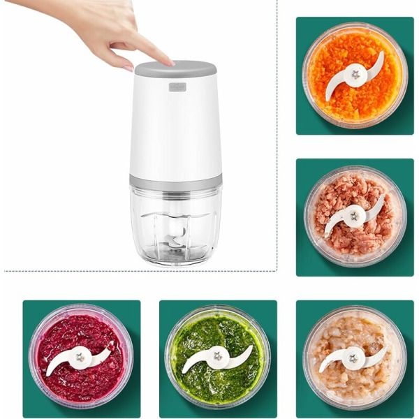 Mini Baby Blenders, Mini Matberedare, 300ml Baby Blender, Mini Elektrisk Hackare, Mini Matberedare med USB-laddning, Elektrisk Blender för Barn