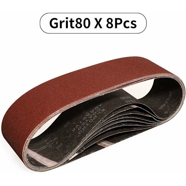 Slibebånd 100x915 mm - 8 stk. 80 korn Slibebånd til slibning og polering med bærbar båndsliber