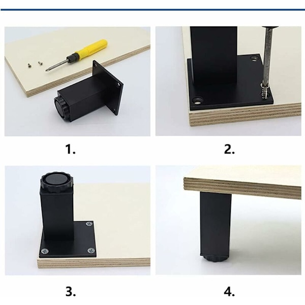 4 kpl säädettävät huonekalujalat, kaapin jalat, huonekalujalat, huonekalujen metallijalat, 16 ruuvia, kaappiin, kahvipöytään, tukijalkaan, huonekaluihin