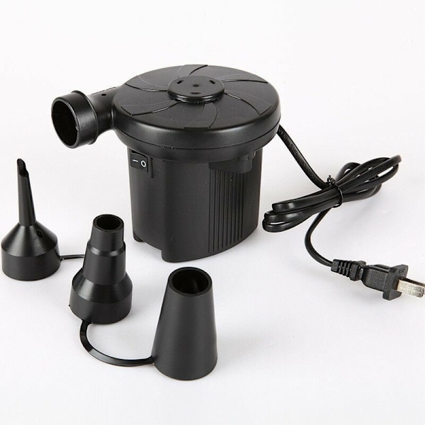 Elektrisk luftpumpe, elektrisk pumpe, luftmadrass, elektrisk pumpe, luftpumpe med 3 luftmunnstykker for infla