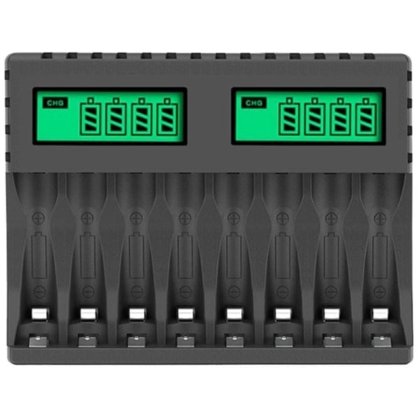 Batteriladdare LCD-display 8 platser Intelligent Smart Laddare för AA/AAA NiCd NiMh Uppladdningsbara Batterier AA AAA Laddare,