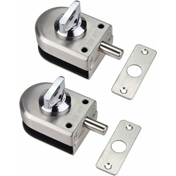 2-pack 304 Rostfritt Stål Glasdörrlås för Badrum, Toalett, Butiker, Ramlösa Glasdörrar - Halvrund