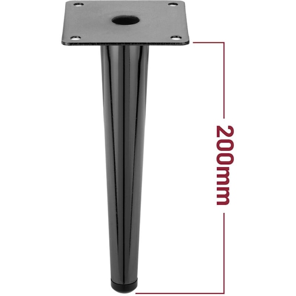 Paket med 4 raka koniska möbelfötter 20 cm metall svart