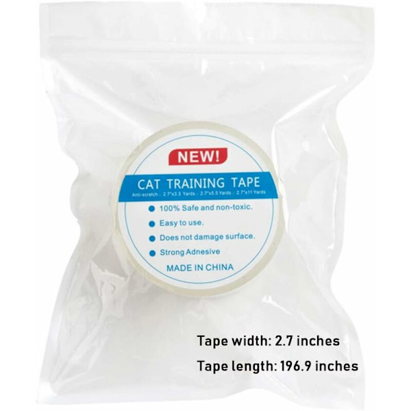 Anti-Scratch Katt Träningstejp Lätt Genomskinlig Limtejp Anti-Scratch Avskräckande Tejp för Katter Dubbelsidig Katt Träningstejp, Transparent (Enkel Rulle