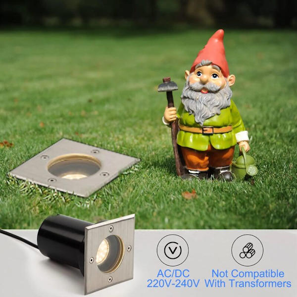 Recessbelysning för golv för GU10 230 V - IP67 utomhusbelysning användbar i kvadrat och borstad - Förinstallerad kabel