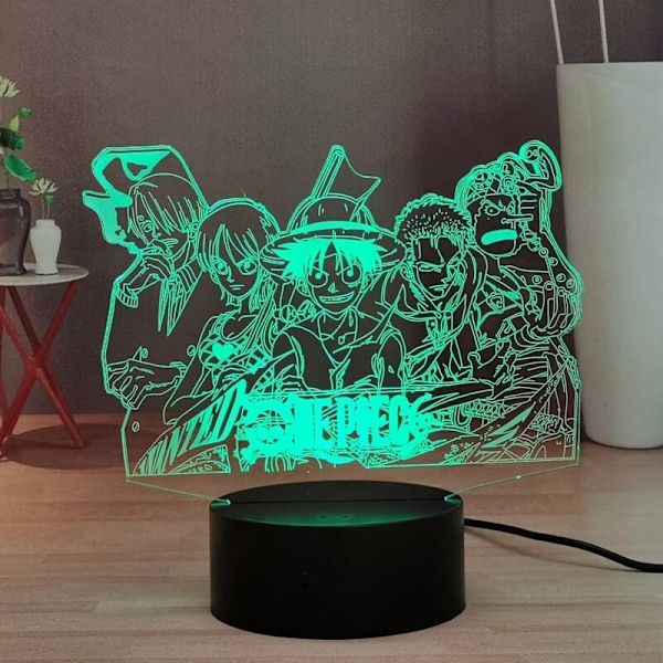 Lamchim Anime LED-lampa, Luffy Sanji Zoro Nami Fjärrkontroll LED-skrivbordslampa med 16 färger, Barnrumslampa för sängbord, Dekoration, Födelsedagspresentlampa