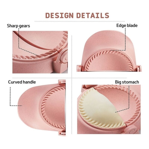 Dumpling Maker, Empanadas Press Mold Maker Set med Deigkutter, Dumpling Mold Set og Cutter for Pierogi, (Rosa)