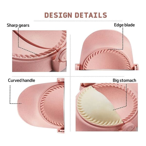 Dumpling Maker, Empanadas Press Mold Maker Set med dejskærer, Dumpling Mold Set og Cutter til Pierogi, (Pink)