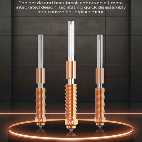 0,4 mm Härdat Stål Inbyggda Munstycken, Ersättning, Koppar Legering, Hög Flöde, Hög Hastighet, för 3V3/K1C/K1 Max