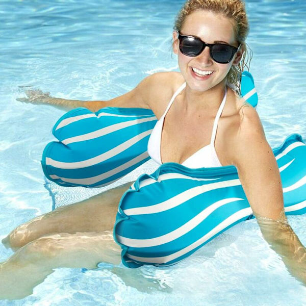 Flydende Hængekøje, Oppustelig Oppustelig Hængekøje Lounger Oppustelig Multi-Anvendelse Pool Foldbar Flydende Hængekøje Bærbar Ultralet Flyde (Blå)