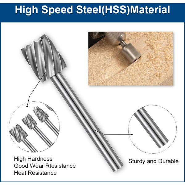 Hårdhetssats för gravering, 10 st karbidgraveringsbitar 10 st fräsbitar 1/8\"(3 mm) skaft för roterande verktyg för trä DIY, snideri, borrning, En
