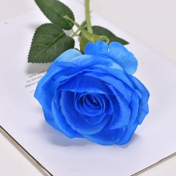 Kunstige blomster og buketter Simulering blå rose 5stk