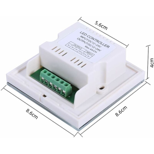 Seinän kosketusvalokytkin, LED-valon himmennin kirkkauden säädin, yksivärinen kosketuspaneeli LED-valonauhan ohjaimelle DC 12V-24V (valkoinen)