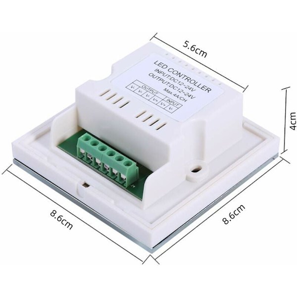 Væg Touch Lyskontakt, LED Lysdæmper Lysstyrke Controller, Enkeltfarvet Touch Panel til LED Lysstrimmel Controller DC 12V-24V (Hvid)