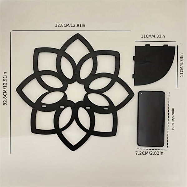 Lotus Hjørnehyller, Treblomster Vegghyller, Flytende, Krystallutstilling, Boho