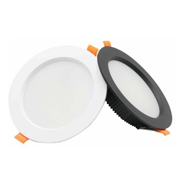 Sett med 10 ekstra flate svarte nedfelt LED-spot, 500LM 7W runde nedfelt tak LED = 50W glødelampe, varmt lys 3000K, AC 220-240V, IP44, Innendørs